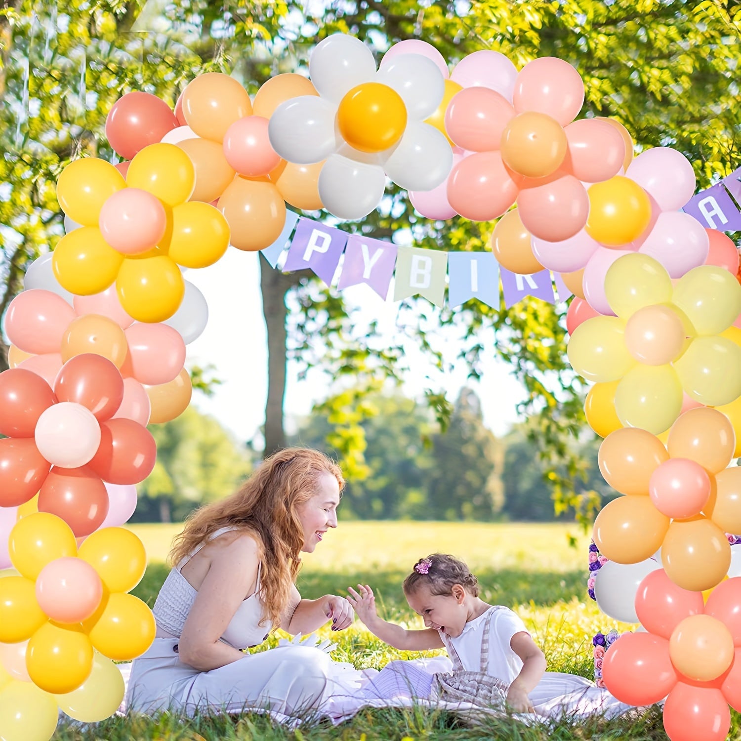 64pcs Daisy Shape Latex Balloon Set for Wedding Birthday Anniversary Graduation