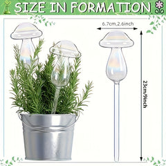 4pcs Mushroom Plant Watering Globes Iridescent Self Watering Planter Insert Glas