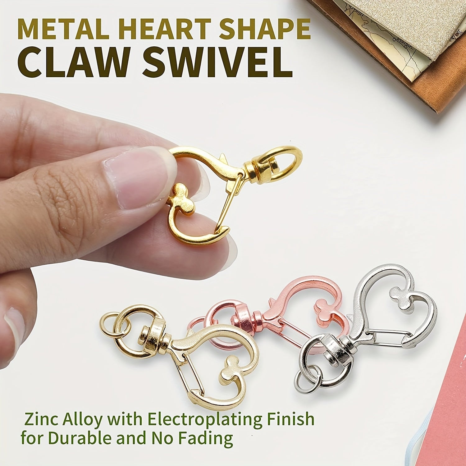 20PCS Heart Shape Keychain Clip Metal Keychain Pendant Bag Accessories