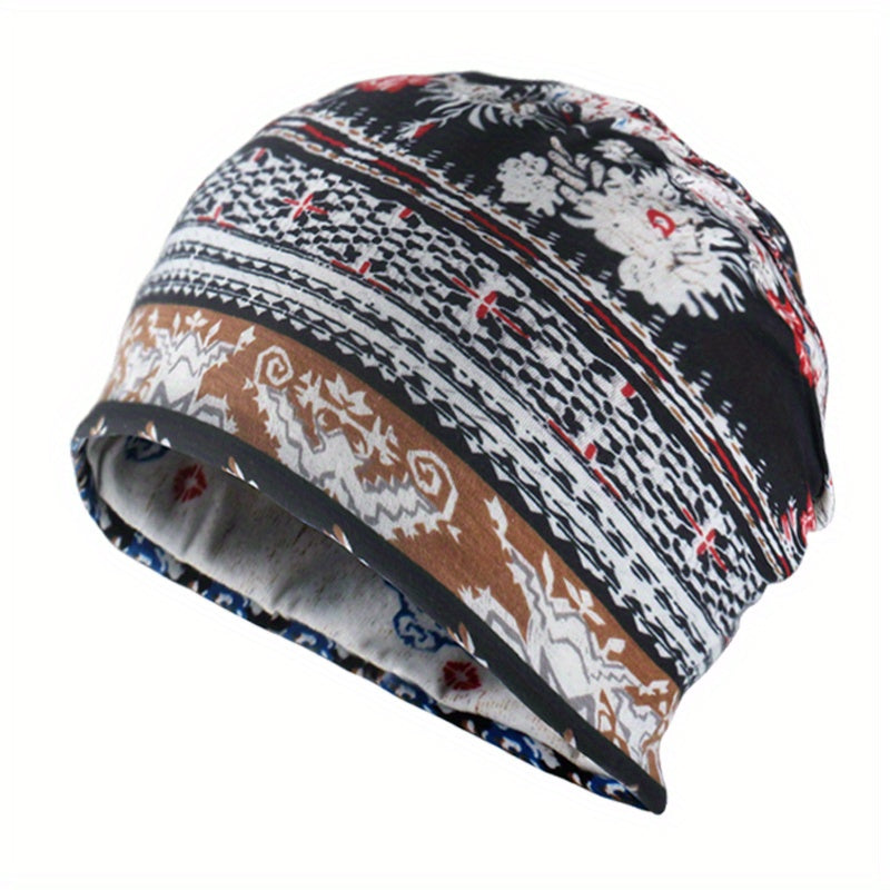 Bohemia Soft Flower Print Sleep Beanie Hat Cap 23 Inches 58 Cm