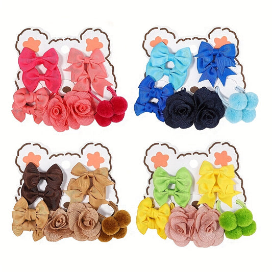 10pcs Bow Flowers Hair Tie Ponytail Holders Hair Accessories Sets for Baby Girls