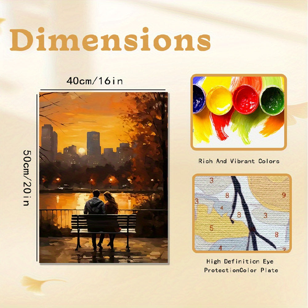 Romantic Sunset Acrylic Painting Kit Couple & Kids Bench DIY