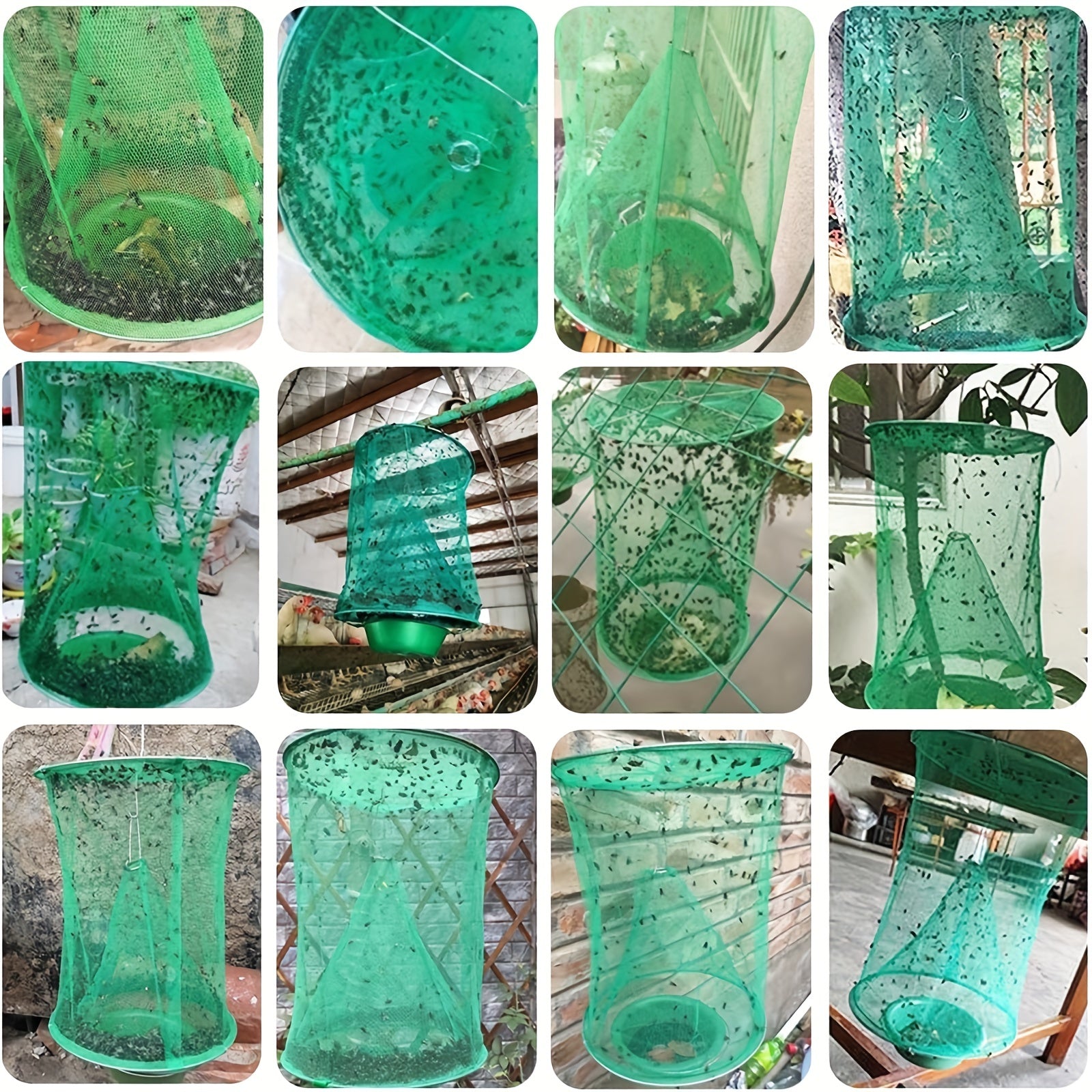 4pcs Outdoor Hanging Ranch Fly Traps Reusable Fly Killer Cage