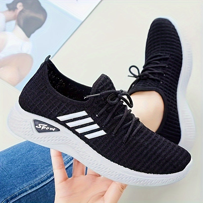 Women's Stripe Athletic Running Shoes Comfort Mesh Casual Sneakers