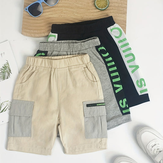 3pcs Boys Letter Print Comfortable Shorts for Summer Outdoor