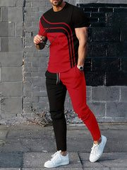 Men's 2 Piece Outfits T-shirt and Sweatpants Set for Spring