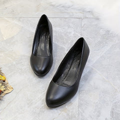 Women's Solid Heels Lightweight Closed Toe Slip On Pumps Women's Business Shoes