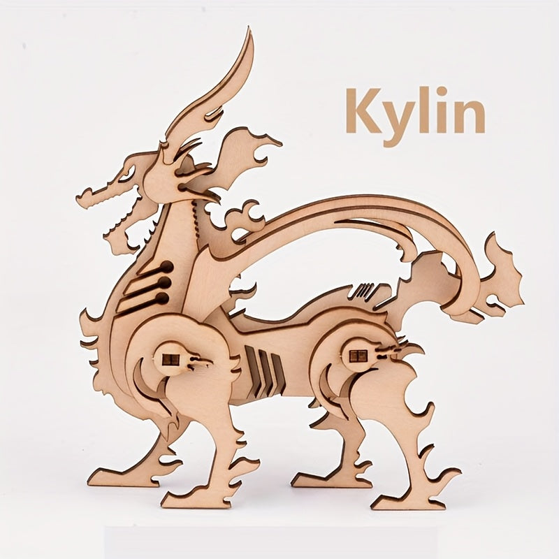 3D Wooden Puzzle Mythical Chinese Dragon DIY Handcrafted Wooden Puzzle Model
