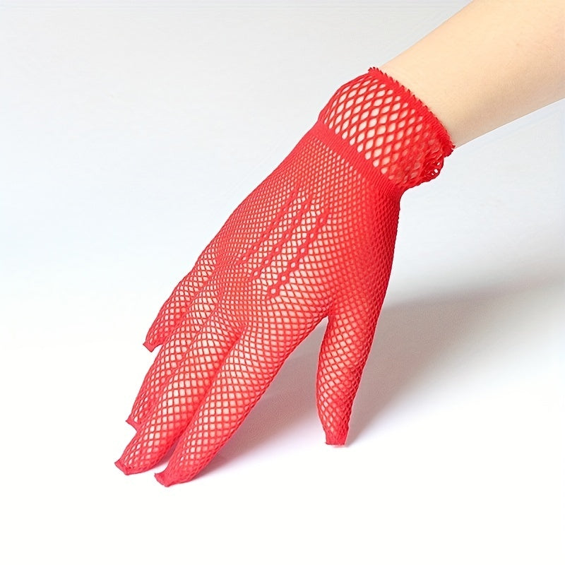 Y2K Lace Short Glove Fishnet Hollow Mesh Gloves For Wedding Bridal Women