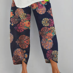  Boho Pants Women's Plus Floral Print Elastic Waist Pants