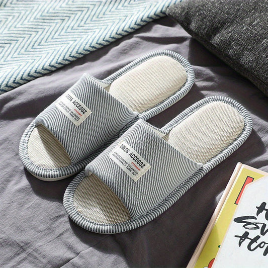 Men's Flax Lightweight Non Slip Open Toe Slides For Summer