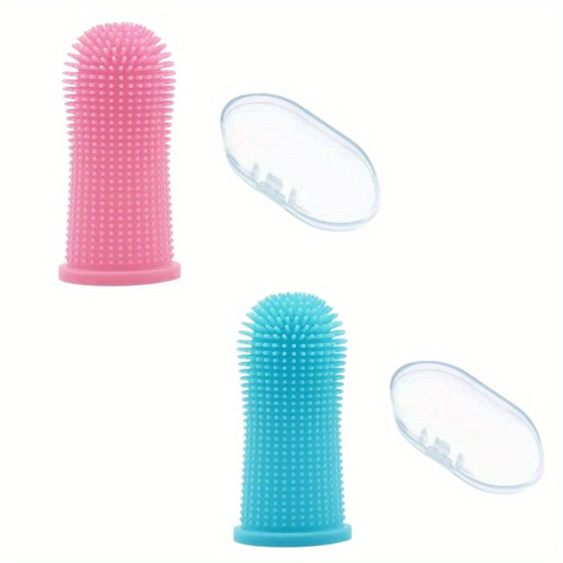 2pcs Dog Finger Toothbrush Soft Silicone Teeth Care Brush