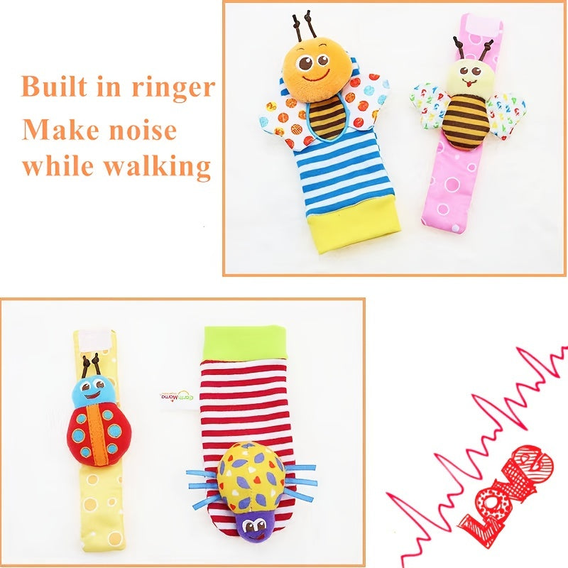 4pcs Baby Wrist Rattles Sock Toys for 0-12 Months