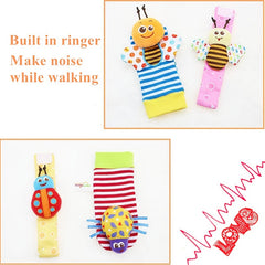 4pcs Baby Wrist Rattles Sock Toys for 0-12 Months