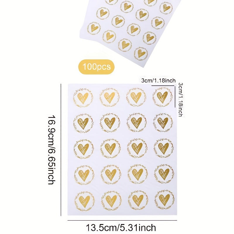 100pcs Thank You Love Stickers 1.18in Self Adhesive Labels