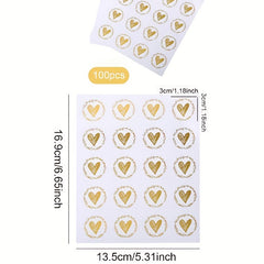 100pcs Thank You Love Stickers 1.18in Self Adhesive Labels
