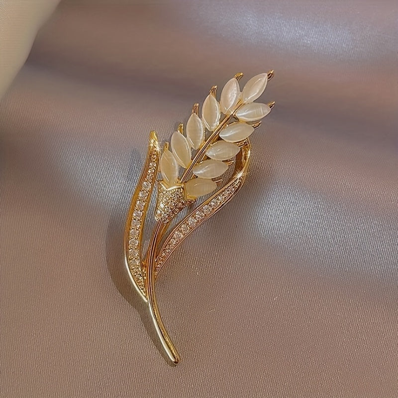 Men's Wheat Ears Zircon Brooch Daily Clothing All-Match