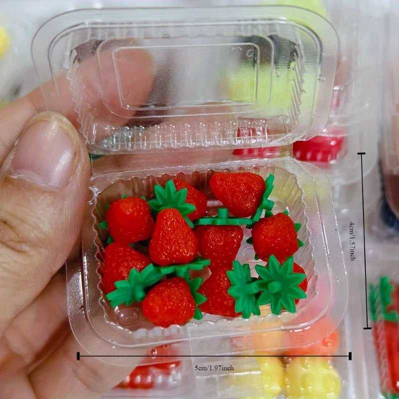 3pcs Dollhouse Kitchen Faux Fruit Decor Transparent Boxes Peach Grape Cherry Str