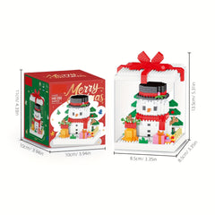 Christmas Building Blocks with Display Case Santa, Gingerbread House, Snowman