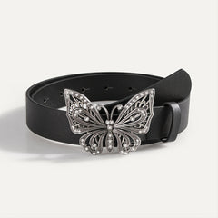 Vintage Butterfly Rhinestone Buckle PU Women's Belt