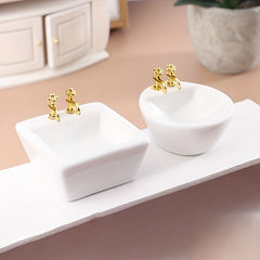 1:12 Mini Dollhouse Bathroom Sink with Faucet Realistic Micro Landscape Props