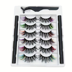 6 Pairs Colored Magnetic False Eyelashes & Eyeliner Kit