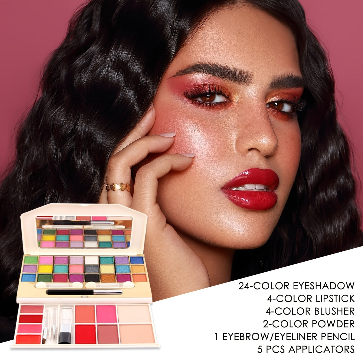 Bilayer Makeup Kit 34 Multifunctional Palette 24 Shimmer Eyeshadow