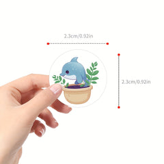 500pcs Potted Animals Stickers Roll Vinyl Scrapbook Journal Laptop