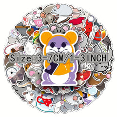 50pcs Mouse Cartoon Animal Stickers for Laptop Helmet Desktop Water Cup