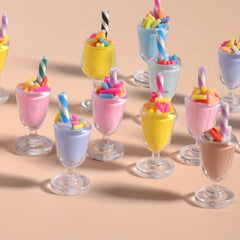 4pcs Mixed Faux Ice Cream Set Dollhouse Ornaments Plastic Material