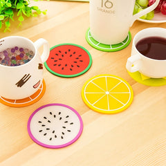 7pcs Silicone Fruit Coasters for Kitchen Patio Bar Heat Insulation Drink Cup Mat