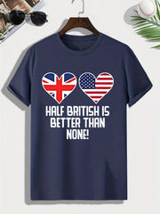 Men's British & American Flag Print T shirt Active Tee