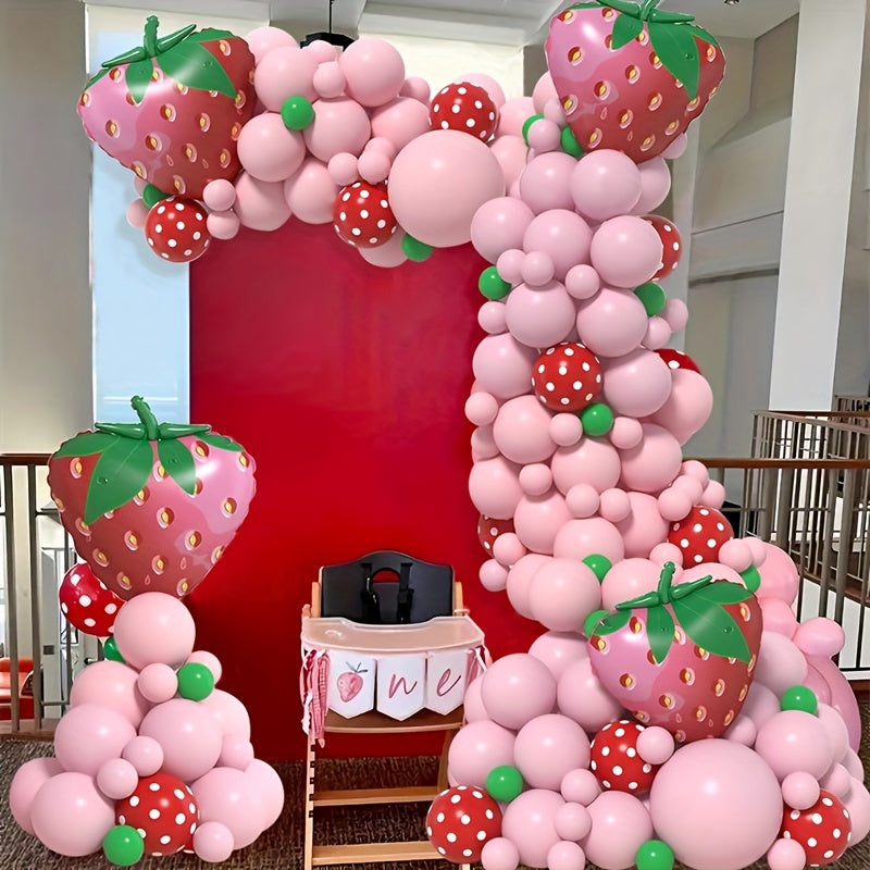 123pcs Strawberry Balloon Arch Kit for Baby Shower Birthday Party