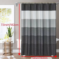 Ombre Stripes Waffle Shower Curtain, 12 Hooks, Waterproof, Mildew Proof Fabric