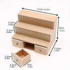 Mini Storage Shelf w/ Drawers Beige Dollhouse Furniture Compact Organizer