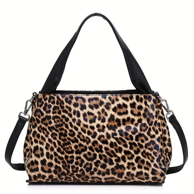 Leopard Print Leather Women's Shoulder Bag