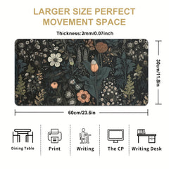 Boho Flowers Large Gaming Mouse Pads Non Slip Office Desk Mat