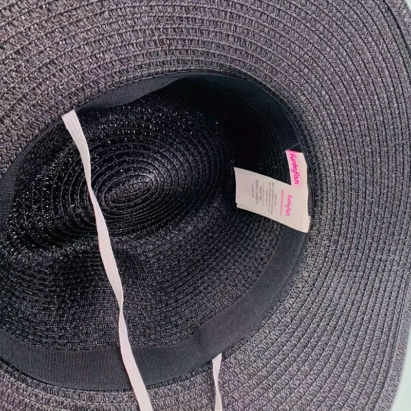 Men's Paper Straw Hat Elegant Flat Brim Sun Hat Beach Jazz Hat