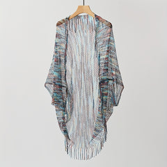 Fishnet Tassel Shawl Mesh Bikini Cover Up Beach Cape