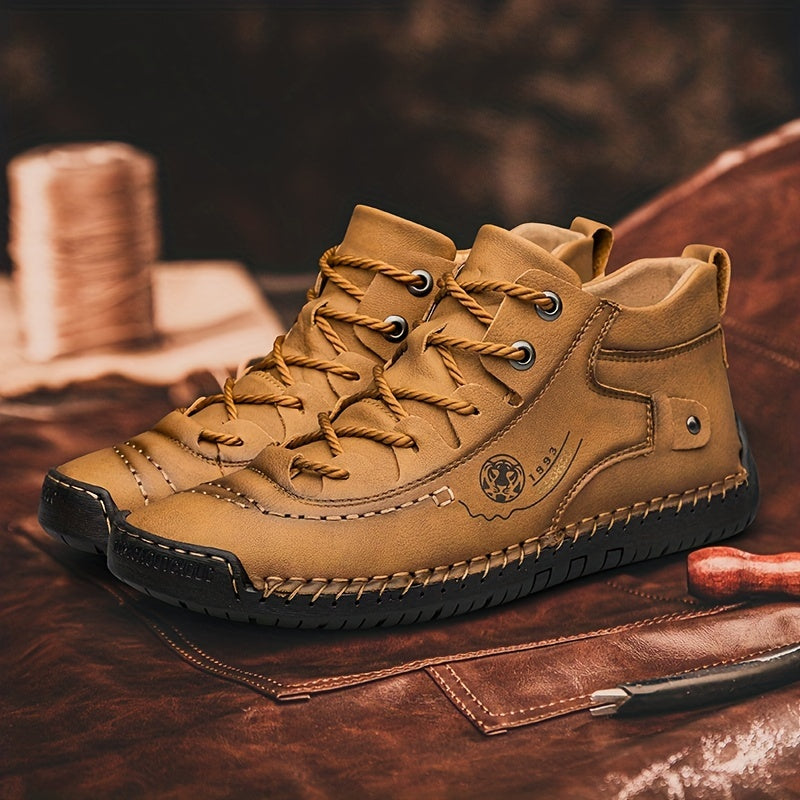 Men's High Top Stitched Boots Casual Walking Shoes