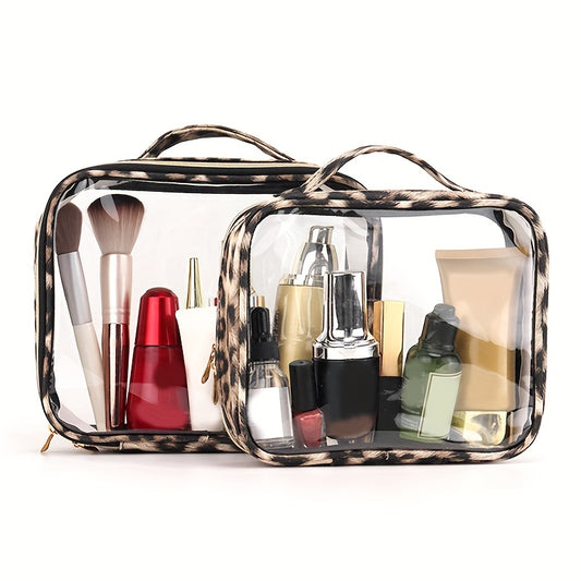 Leopard Print Makeup Bag Clear Waterproof Portable Toiletry Bag