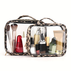 Leopard Print Makeup Bag Clear Waterproof Portable Toiletry Bag