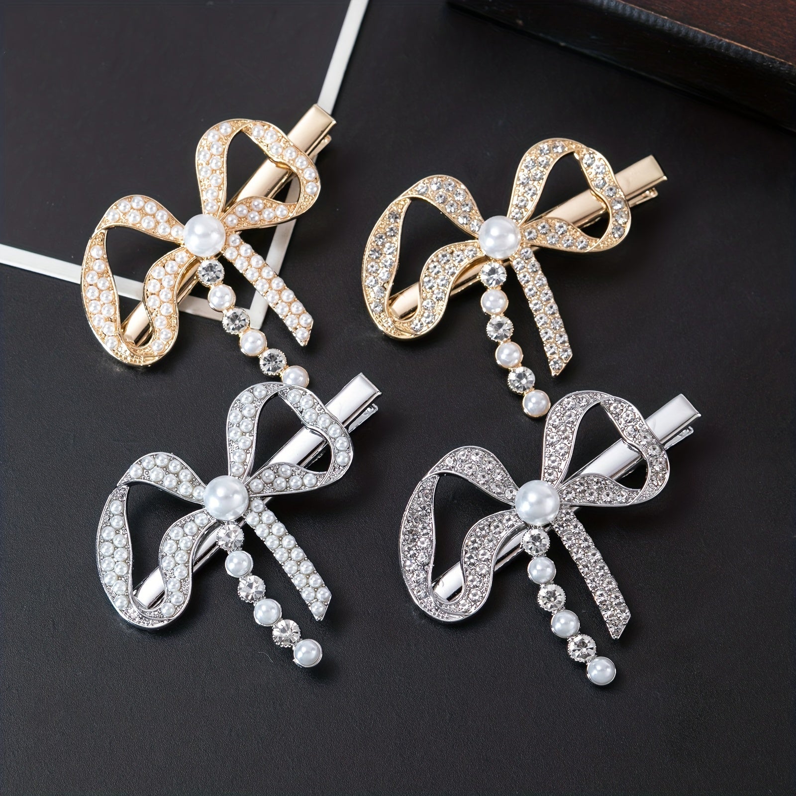 Sweet Pearl Bow Hair Clip for Women Girls