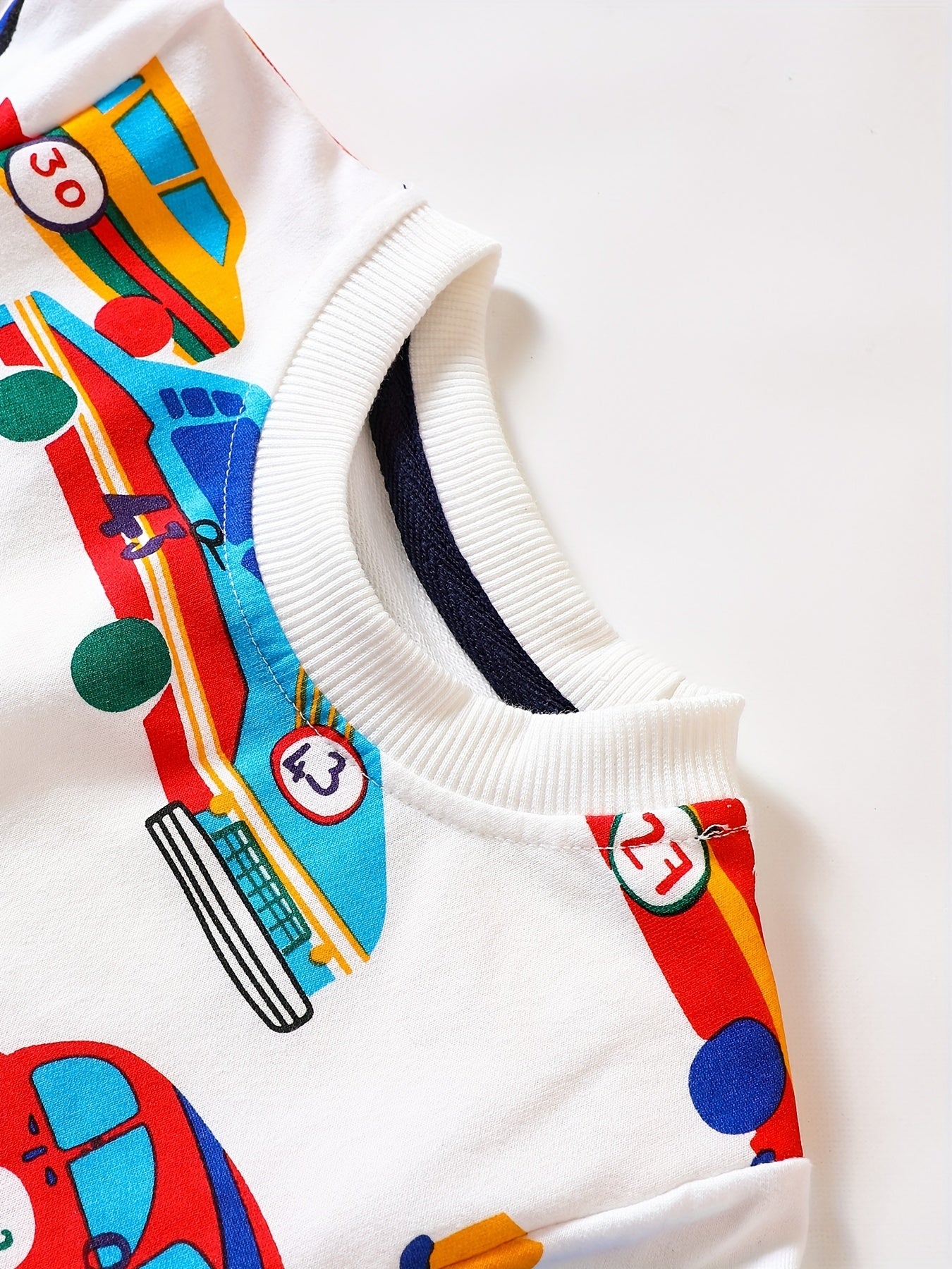 Car Print Boys Casual Pullover Sweatshirt Long Sleeve Crew Neck Tops