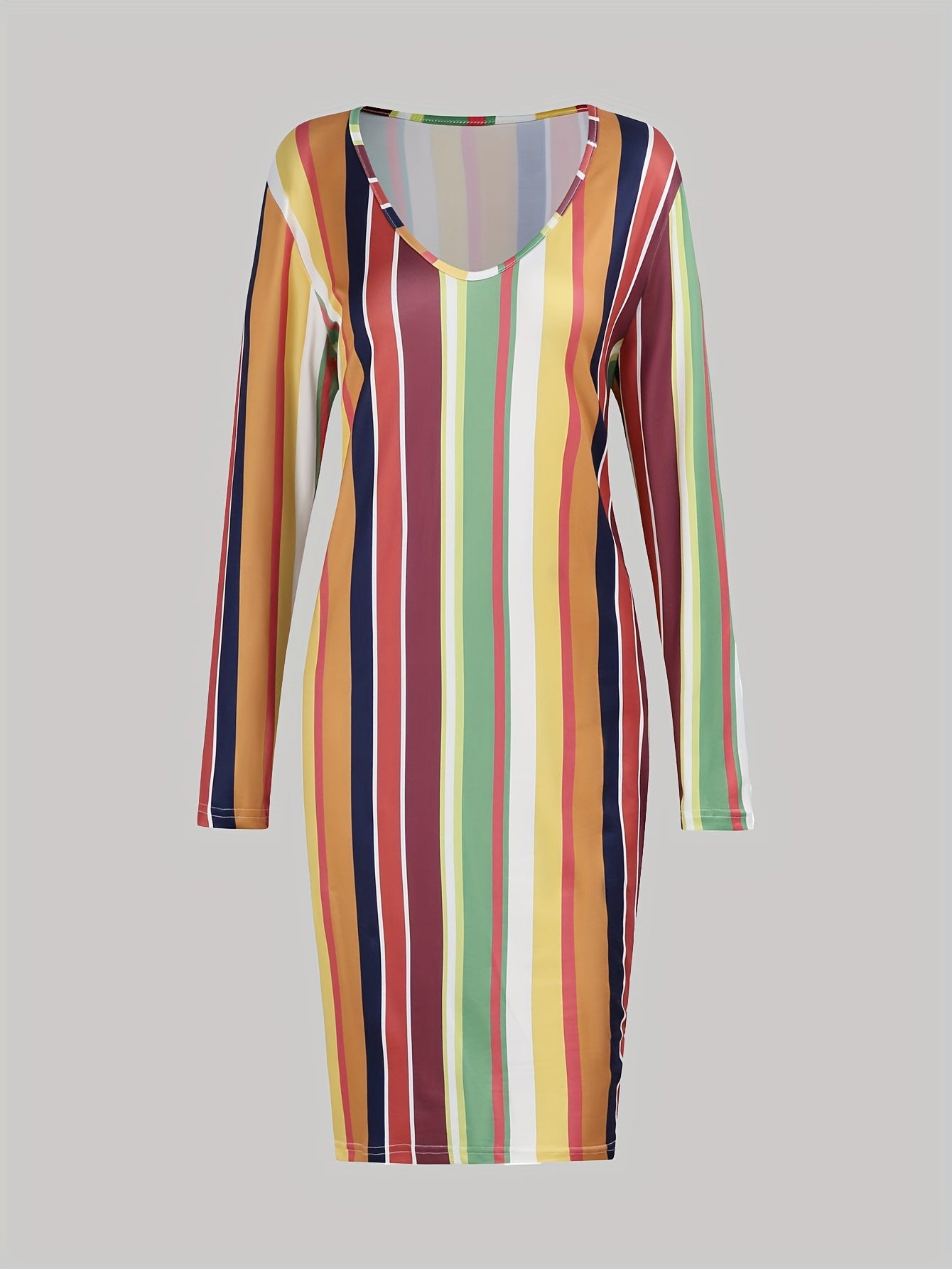  Sexy Dress Womens Plus Striped V Neck Slim Fit Dress