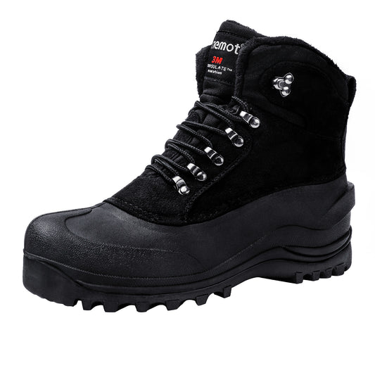 Men's Warm Waterproof Snow Boots Fluffy Lining Non Slip Winter Shoes