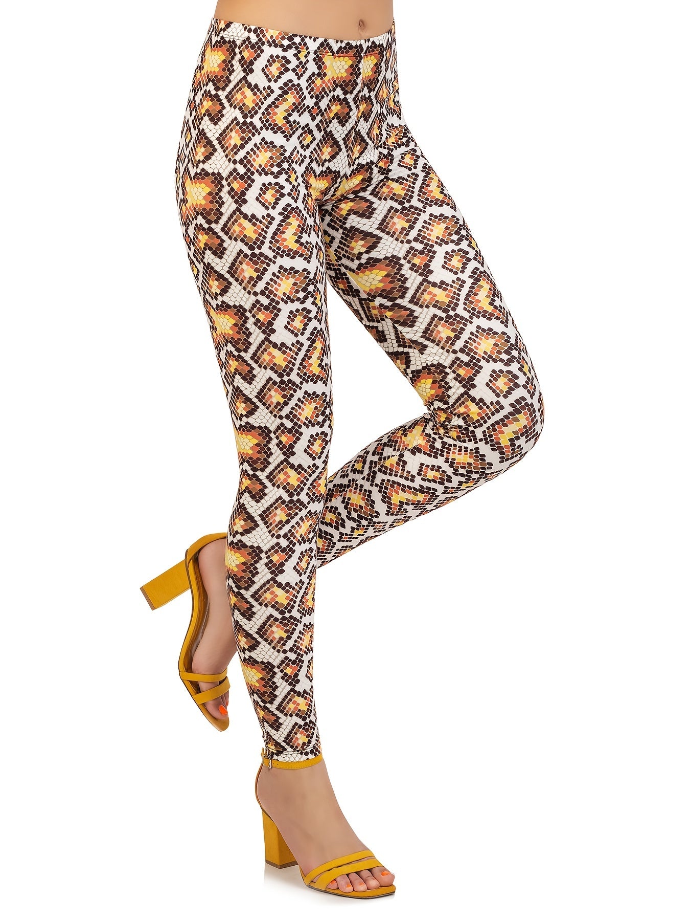 Snake Print High Waist Leggings Stretchy Skinny Pants