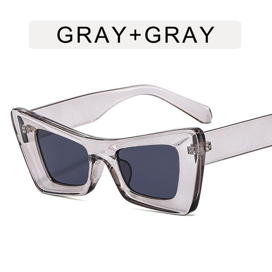 Cat Eye Wide Temple Sunglasses Triangle Glasses Concave Hip Hop Sunglasses