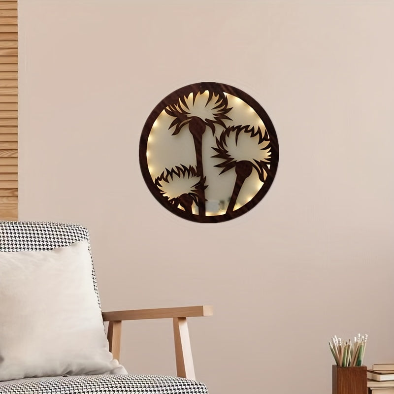 LED Flower Shape Wooden Wall Lamp