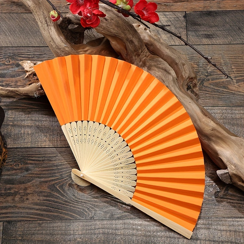 Solid Fan Ancient Style Blank Paper Folding Fan Men Handheld Fan